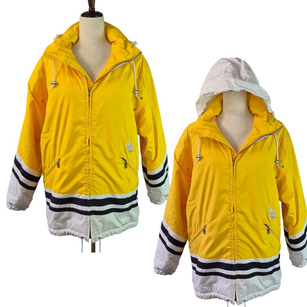 Board Ragz Yellow White Zip Up Vintage Snow Ski Jacket Coat Unisex Women's 8 M L